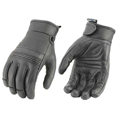 Milwaukee Leather MG7736 Women's Black ‘Cool-Tec’ Leather Gel Palm Motorcycle Hand Gloves W/ Flex Knuckles