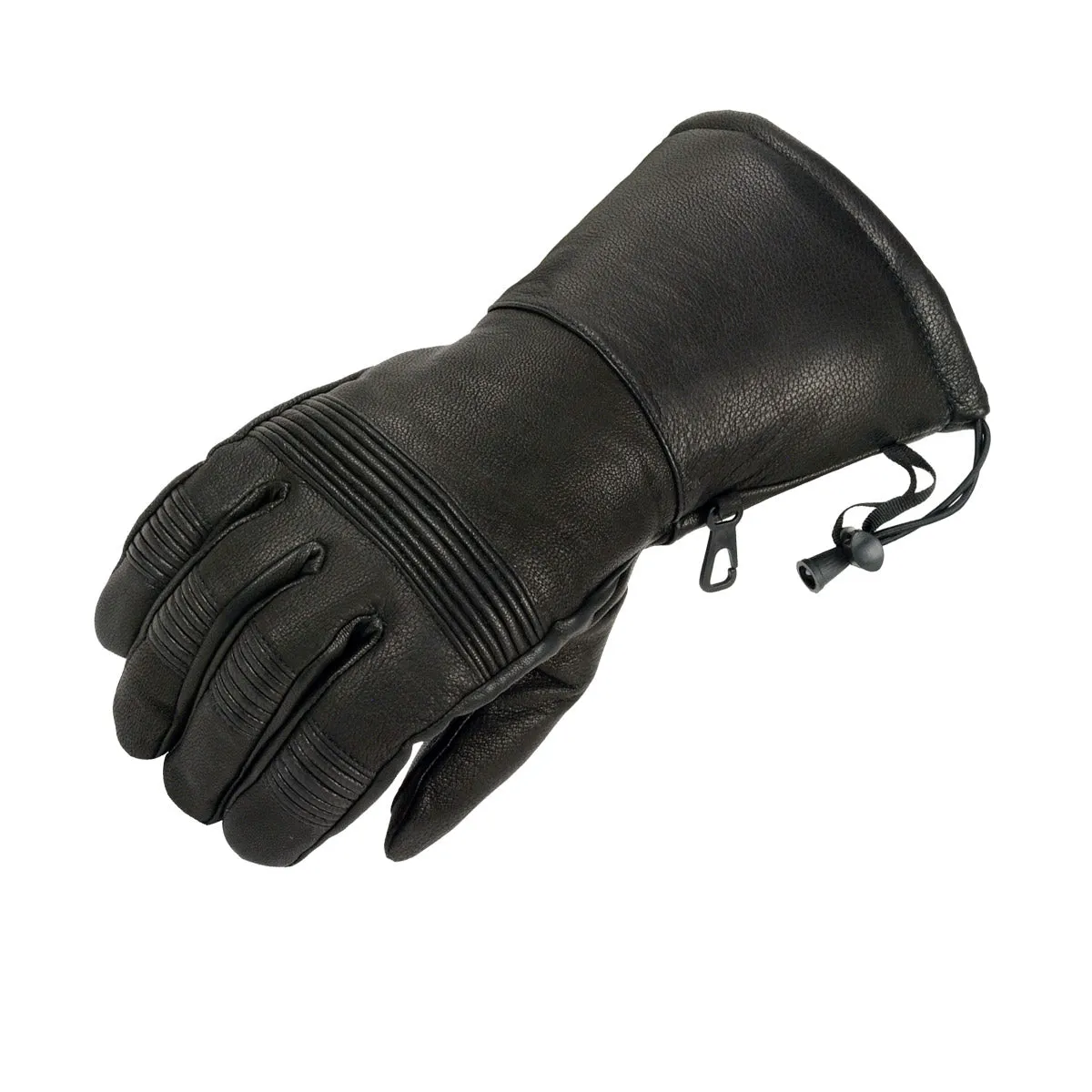 Milwaukee Leather SH294 Men's Black Leather Waterproof Gauntlet Gloves with Stretch Knuckles