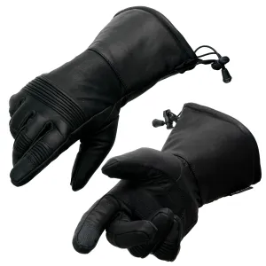 Milwaukee Leather SH294 Men's Black Leather Waterproof Gauntlet Gloves