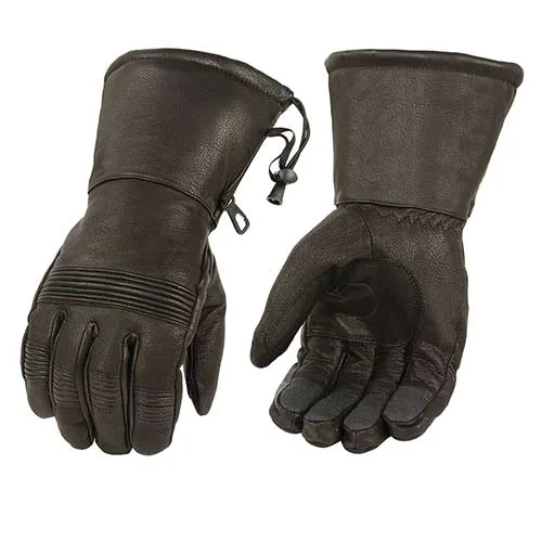 Milwaukee Leather SH294 Men's Black Leather Waterproof Gauntlet Gloves