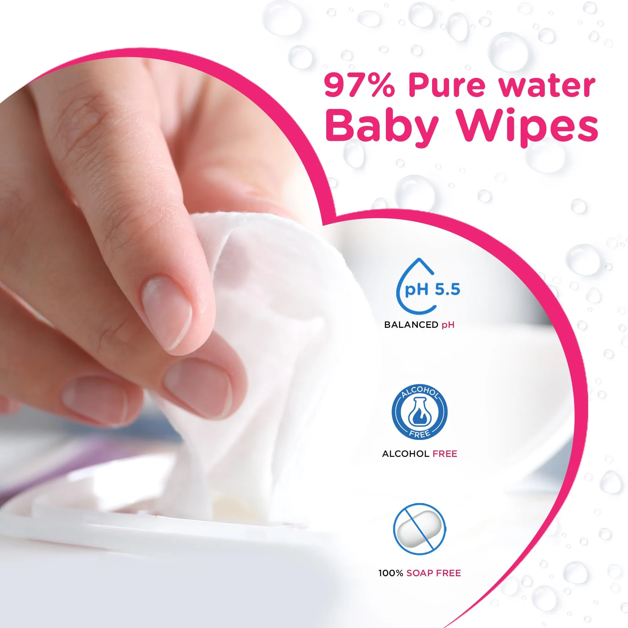 Morisons Baby Dreams Gentle Premium Wet Wipes with Aloe Extracts & Vitamin E | 97% Water Wipes| dermatologically tested | Alcohol Free | Paraben Free | Wipes 80s Pack of 3