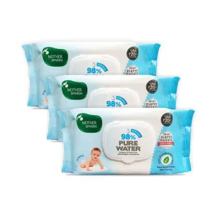 Mother Sparsh 98% Water Based Baby Wipes I Plant made Wet Wipes I 80 Pcs wipes with lid, Pack of 3