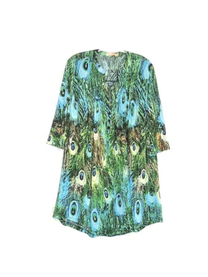 Plus Size La Cera Pleat Front Printed Tunic Peacock