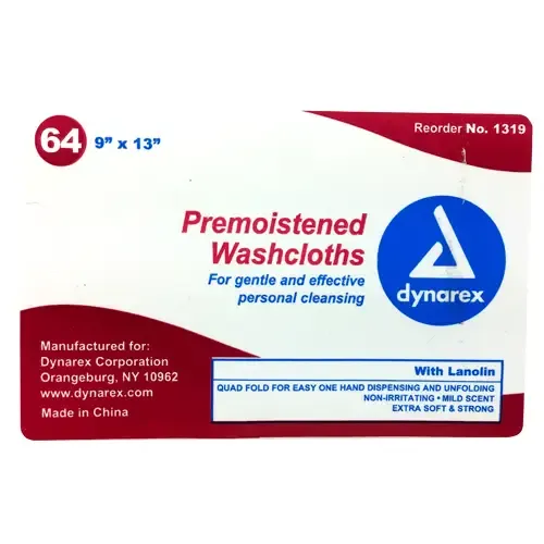 Premoistened Washcloth Wipes, Soft Pack, 64/Pack