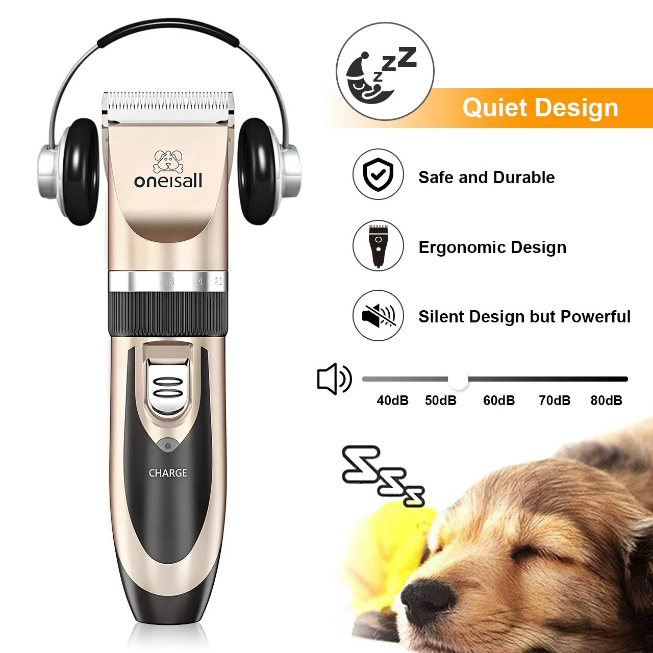 Quiet Dog Clippers - Gold