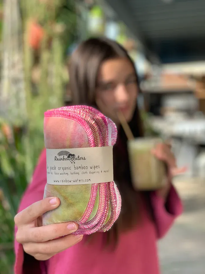 Rainbow Waters Tie Dye Organic Bamboo Wipes - Strawberry Kiwi Smoothie :: 6 pack