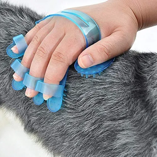 Rubber Pet Cleaning Massaging Grooming Glove Brush Safety for Pets from Mites / Lice / Ticks for Dog / Puppy / Kitten / Cat-Assorted Colour