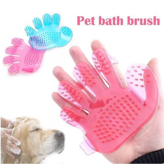 Rubber Pet Cleaning Massaging Grooming Glove Brush Safety for Pets from Mites / Lice / Ticks for Dog / Puppy / Kitten / Cat-Assorted Colour