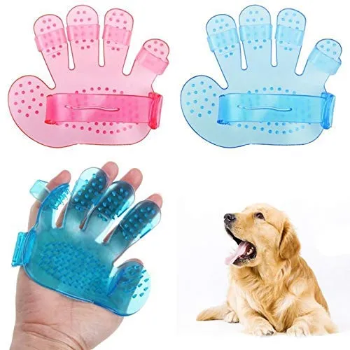 Rubber Pet Cleaning Massaging Grooming Glove Brush Safety for Pets from Mites / Lice / Ticks for Dog / Puppy / Kitten / Cat-Assorted Colour