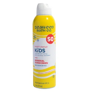 Seaweed Bath Co., Kid's on the Move Mineral SPF 50 Broad Spectrum Zinc Oxide Sunscreen Spray, 6 Oz., Water Resistant, Tear Free Children's Sunblock