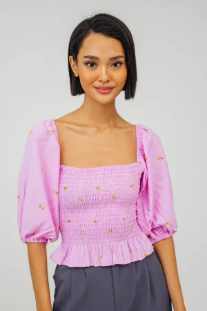 Tanya Smocked Peplum Top (Lilac)