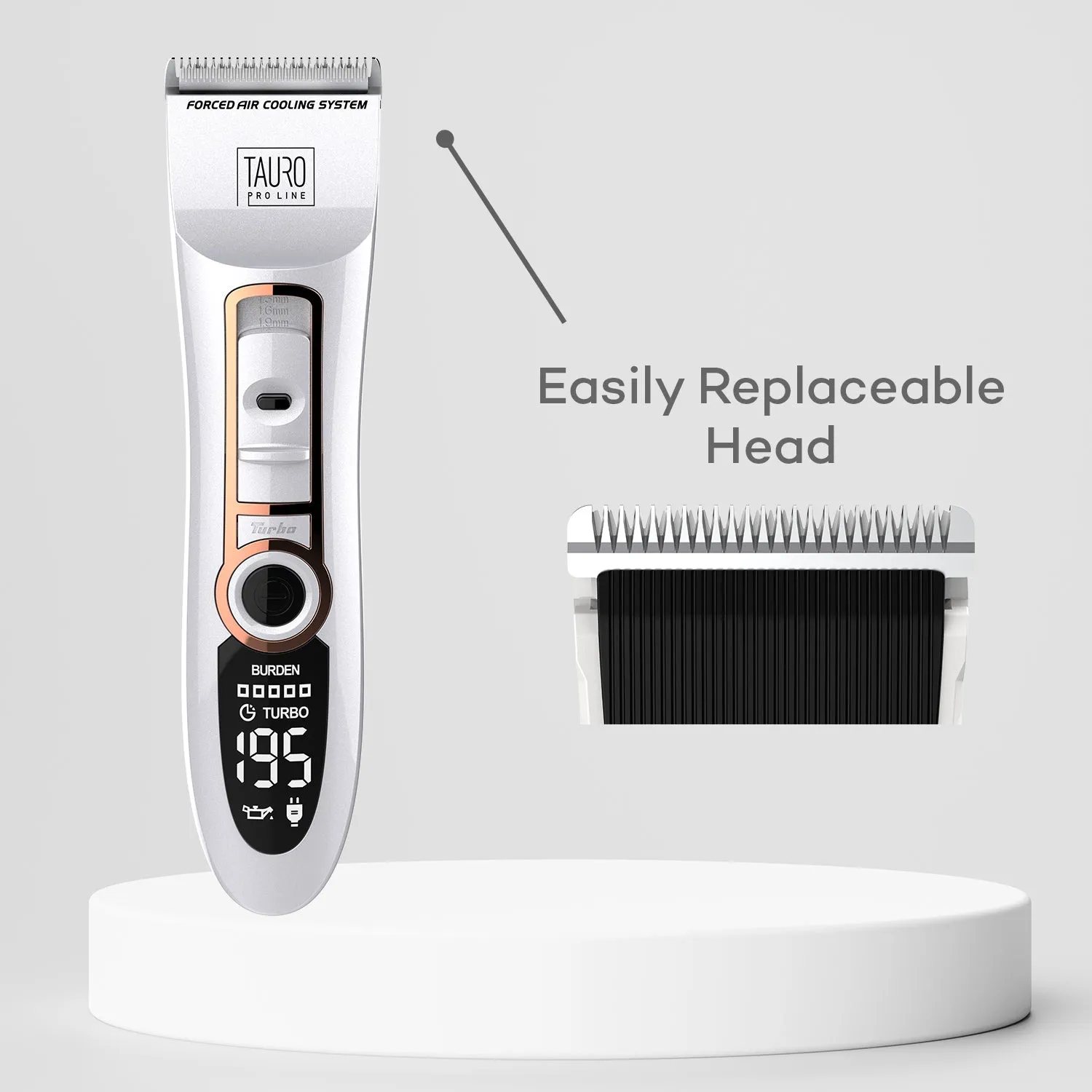 Tauro Pro Line TPL909 Professional 3-Speed Ergonomic Dog & Cat Hair Grooming Clipper LED Display Detachable Blade