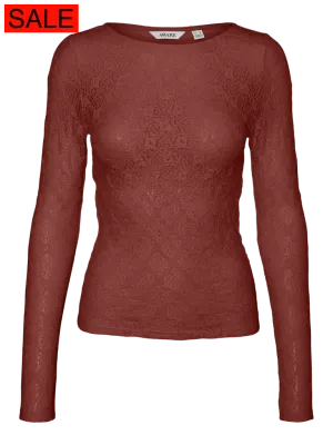 VMLIZZO LS BOAT NECK LACE TOP