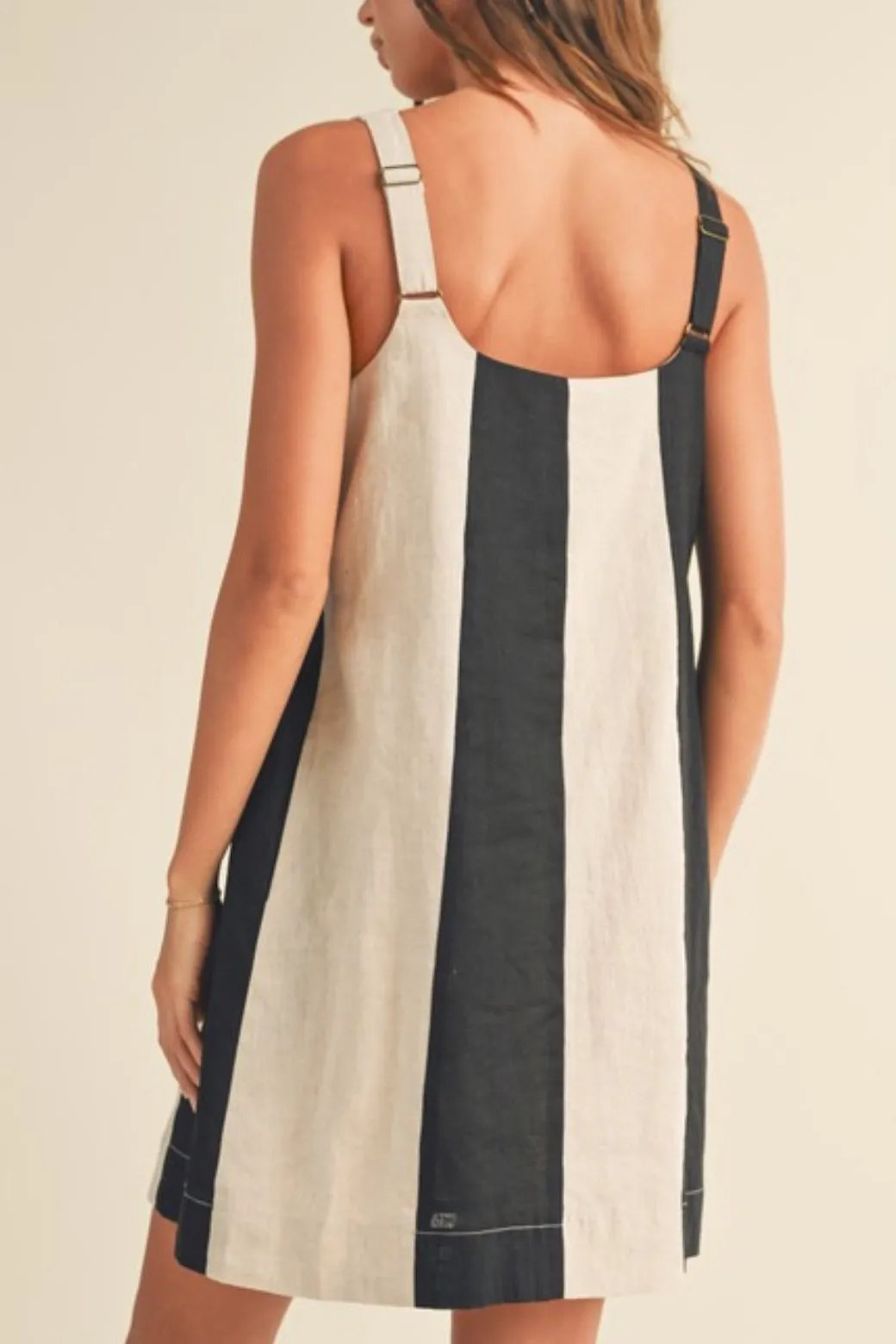 Willa Color Block Linen Midi Dress